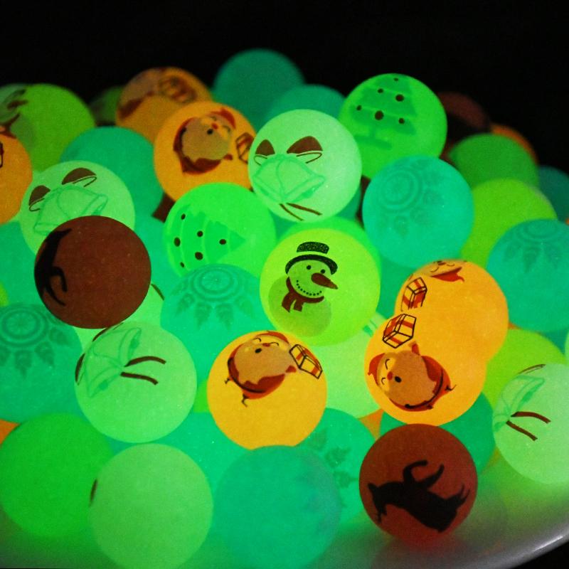 100Pcs Christmas Glow in The Dark Bouncy Balls Stocking Stuffers Toys Kids Birthday Party Game Gifts Rubber Bouncing Ball