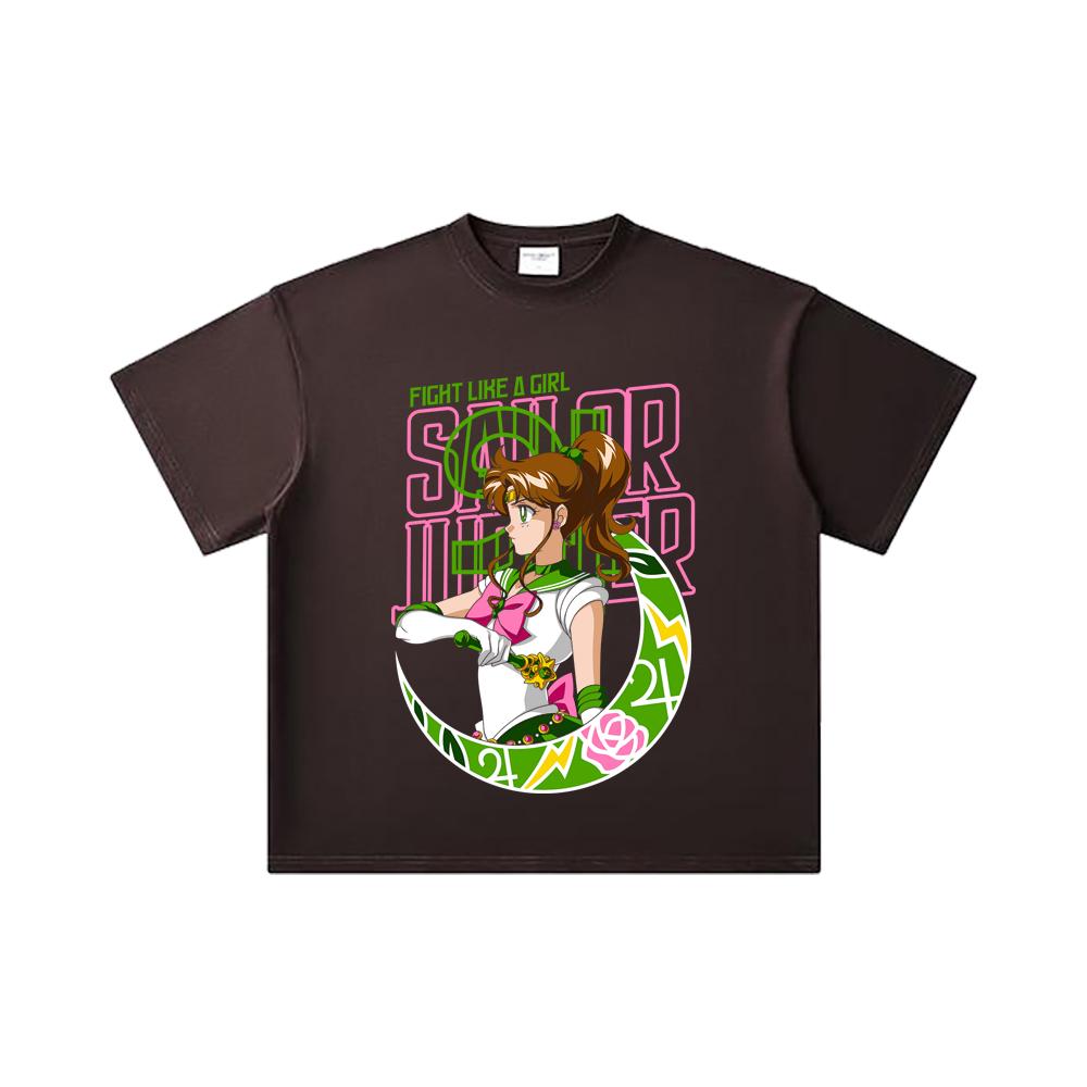 260 GSM Double Yarn 32 Count 100% Cotton Sailor Moon V7 Jupiter Print Unisex Heavy Cotton T Shirt