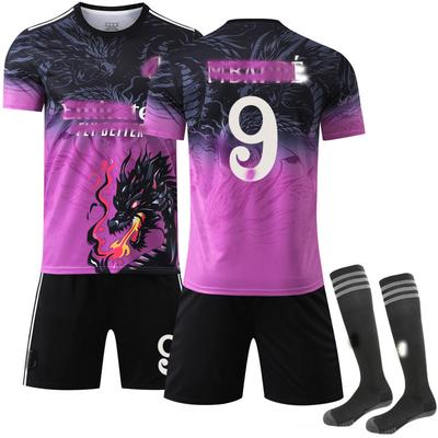Zestaw piłkarski dla nastolatków, dzieci i dorosłych, sportowy, treningowy, koszulka ze skarpetkami, 24/25, Real Madryt, strój w stylu smoka, nr 9, Mbappé