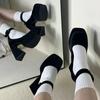 Fashion Women High Heel Pumps Fashion Lolita Shoes Women Chunky Platform Mary Janes Woman Square Toe Thick Heels Party Shoes Casual Shoe