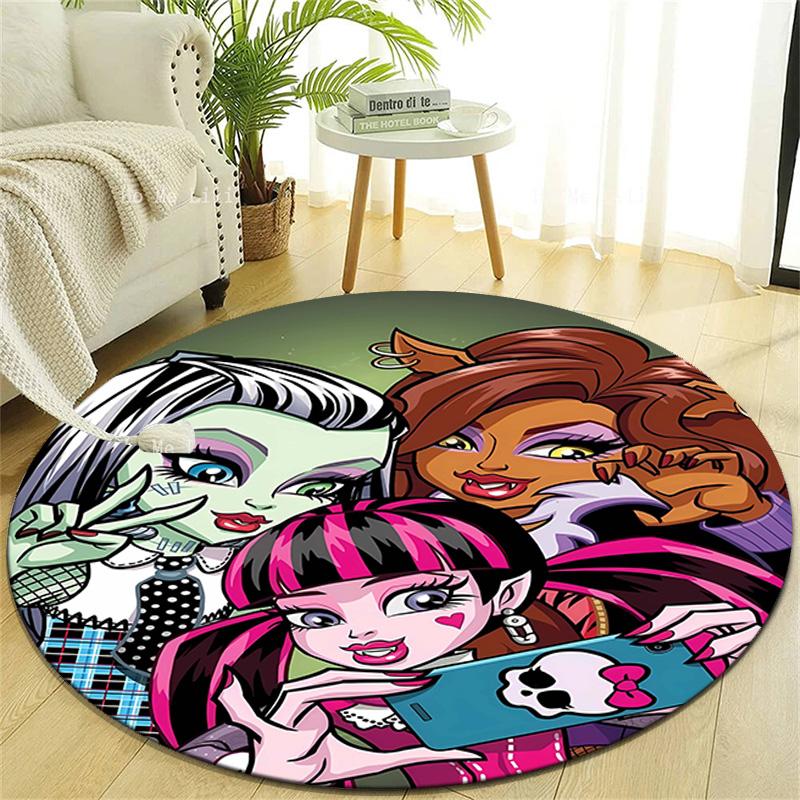 1pc Monster High Draculaura4 Design Printed Area Round Carpet for Bedroom Living Room Home Decor Rugs Mat Non Slip Mat Rug for Bedside