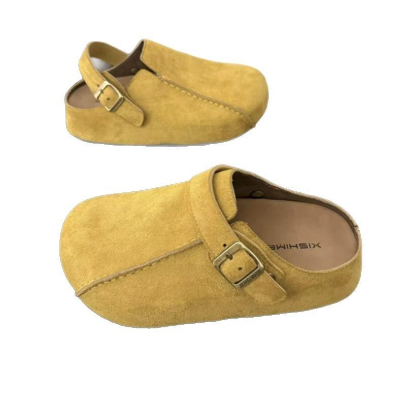 Fashion versatile one pedal two wear retro design platform slippers spring and summer kapibara outside wear women's casual half drag
