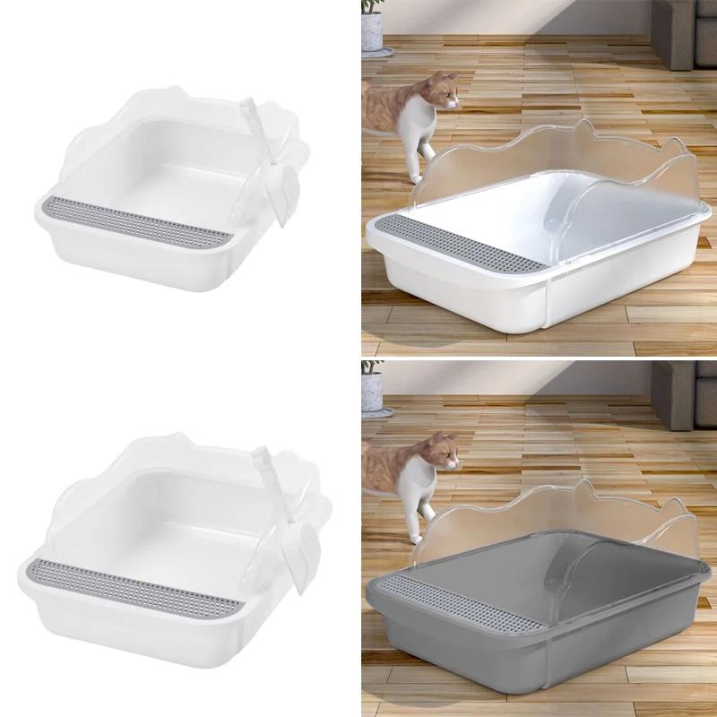 For  Capacity Semi-Enclosed Cat Litter Box Pet Toilet Splash-Proof Design Lightweight And Sturdy Pet Sandbox With Sc