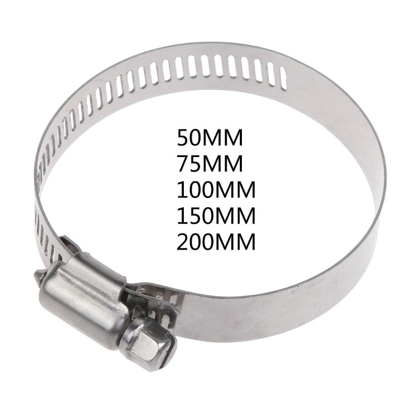 50/75/100/150/200mm Stainless Steel Drive Hose Clamps Adjustable Gear Worm Fuel Tube Water Pipe Fixed Clip Spring Cramp