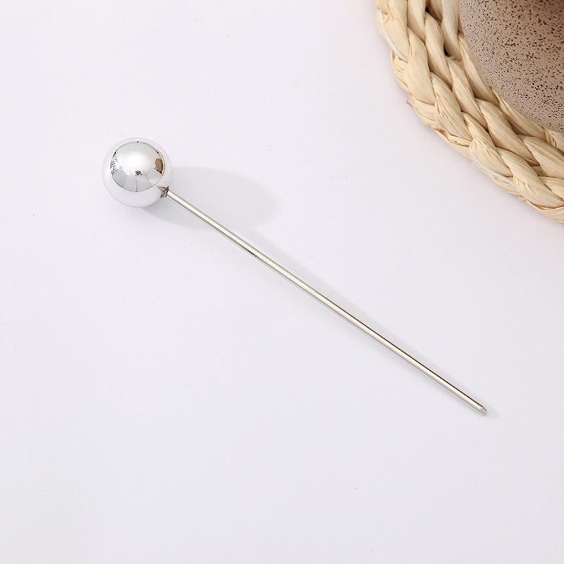 

Простые и в древнем стиле заколки для волос с завитками, универсальные повседневные головные уборы, заколки для волос, металлические шарики, простые заколки Round ball style серебряный