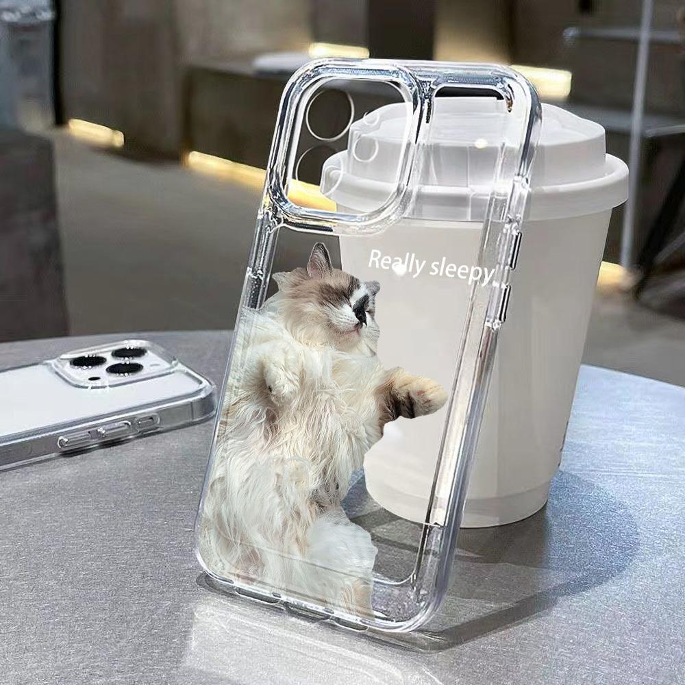 

Sleep cat Phone Case For iPhone 11 Case iPhone 13 12 15 14 Pro Max X XS XR 7 8 Plus SE Cute Dog Shockproof Silicone Soft Cover For iPhone 15