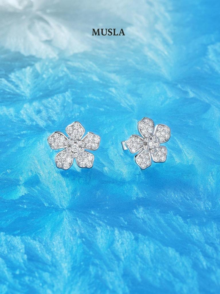 Musla Design Jewelry Stud Earrings For Women 925 Sterling Silver Earrings Zircon Fashion Flower Style Hoop Earrings