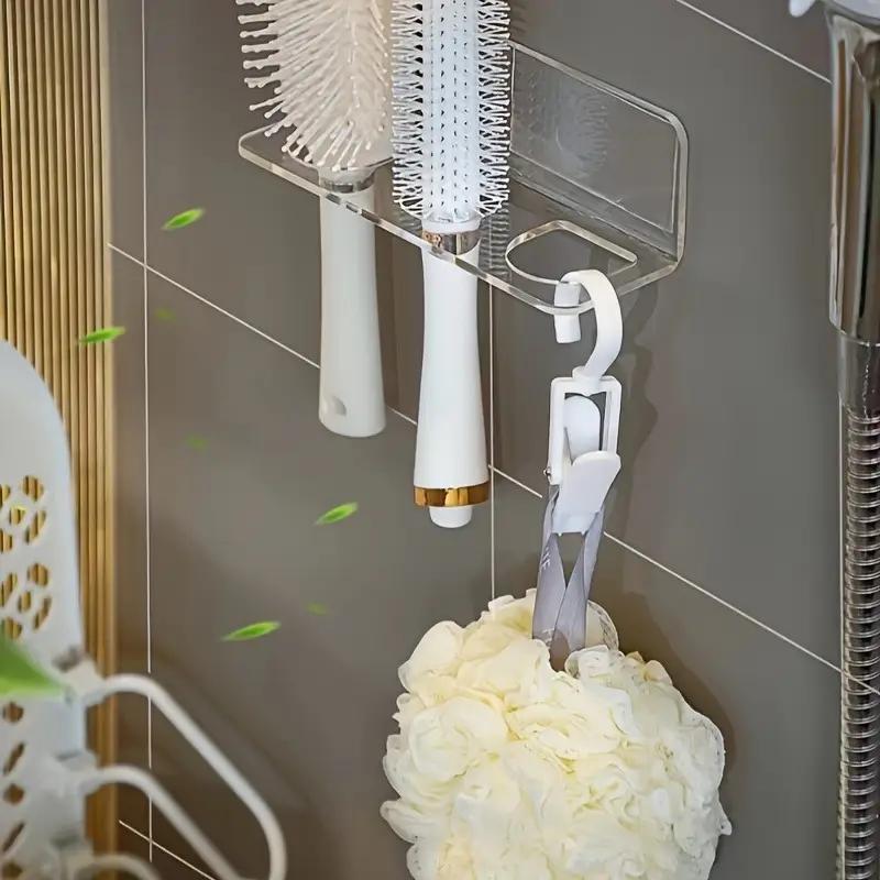 Mensola portaoggetti porta-pettine in acrilico trasparente, da parete, per spazzole per capelli, accessori per il bagno, mensole per la casa
