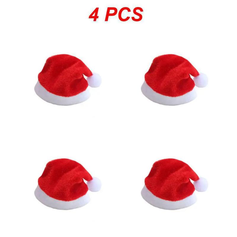 1~8PCS Hot Sale Mini Santa Claus Hat Christmas Xmas Holiday Lollipop Top Topper Cover For Festival Christmas Decoration For Home