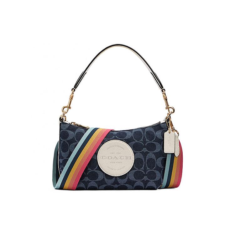 

Новая тканевая кожаная сумка через плечо COACH Dempsey, сумка-тоут, сумка через плечо, сумка кроссбоди, маленький размер, женская, синяя, монограмма C2825-IMDEI 17.5*9.4*13.0CM