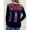 Spring Autumn Women's T-shirt Bohemian Print Long Sleeved T-shirt for Women Nation Print T-shirt Casual Pullover Plus Size Women Clothing