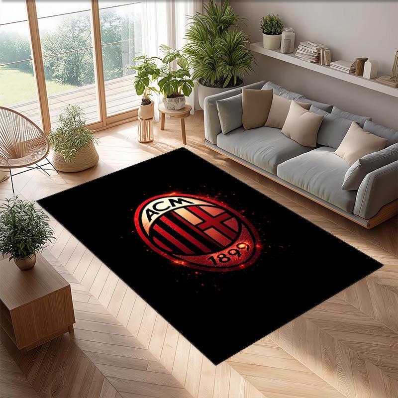 AC Milan Theme rug Soft Crystal Velvet Area Rug Non-Slip Floor Carpet for Living Room Bedroom Nursery