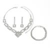 Necklace Earrings Bracelet Set Chain, Popular, Bridal Three-Piece Rhinestone Dinner Wedding
