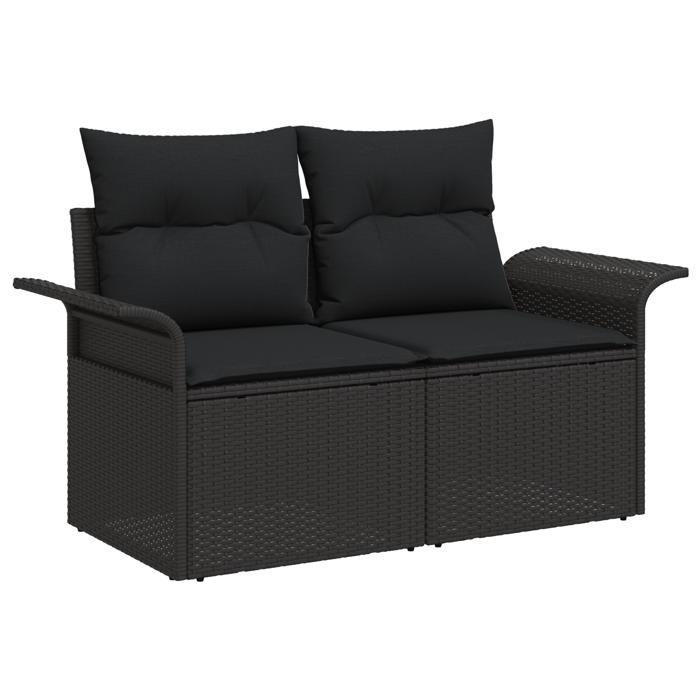 VidaXL Ensemble de canapé de jardin 6 pièces avec coussins noir poly rattan 3348289