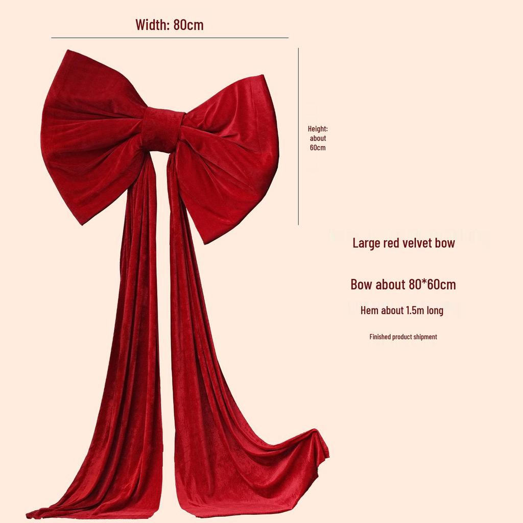 Red Velvet Bowknot: Large New Year & Christmas Decoration for Mall & Photo Background