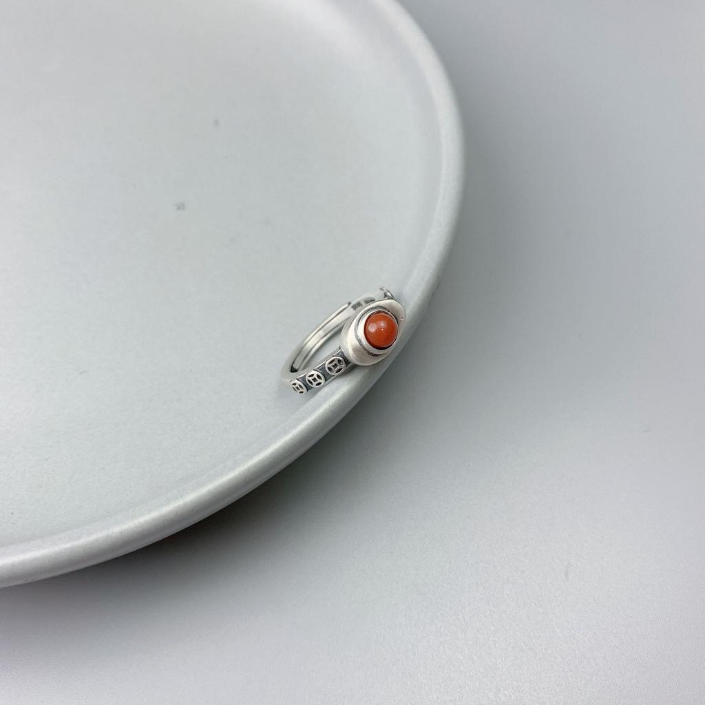 Ring Female Retro Nanhong Egg Surface Open Index Finger Personality Niche Exquisite