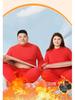 Unisex Plus Size Thermal Underwear Set with Thickened Velvet and Lambskin, Round Neck, for Autumn and Winter
