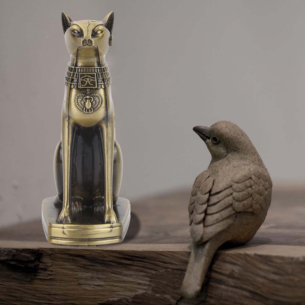 Metal Ancient Egyptian Cat Statue Figurine Model Home Furnishing Ornaments Desktop Decor