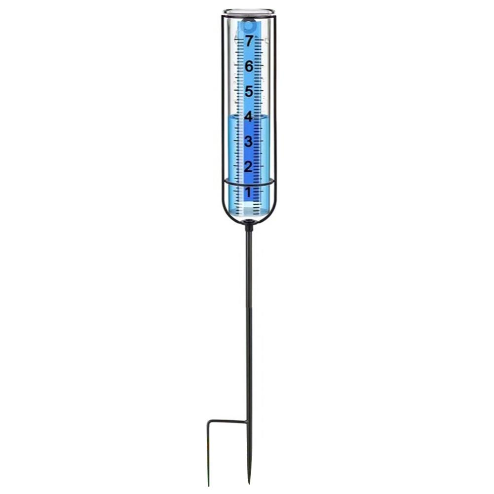 Outdoor Rain Gauge with Stake Water Rain Meter Adjustable Height Transparent Rain Gauge Large Numbers for Garden Lawn Yard