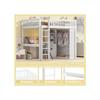 Beleuchteter Mezzanin, 140*200cm , Schreibtisch, Kleiderschrank, 3 Schubladen, Offenes Regal, Geländer, Treppe, Ohne Matratze, Weiß