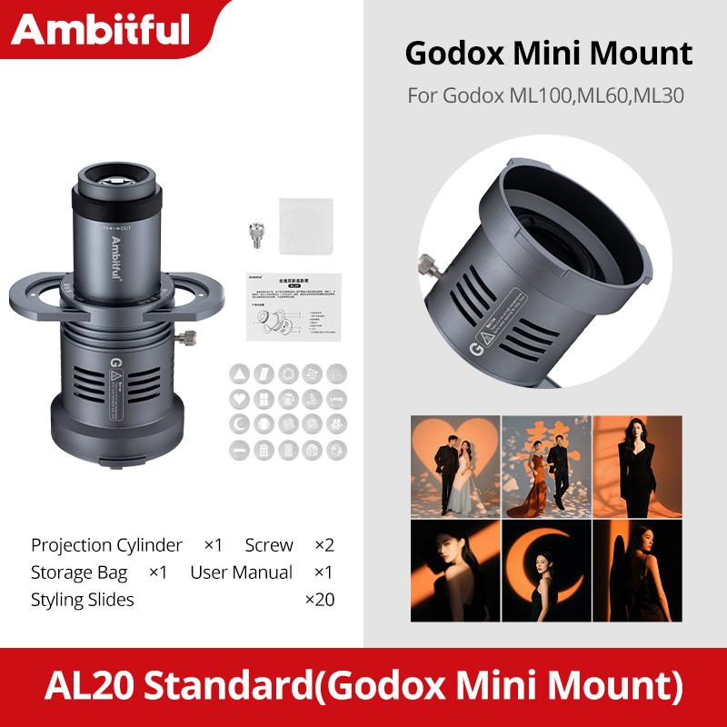 

Ambitful LED Fill Light Projector Attachment GODOX Mini Mount Spotlight Conical Snoot Optical Condenser For Godox ML100 ML60ML30 GODOX Mini Mount