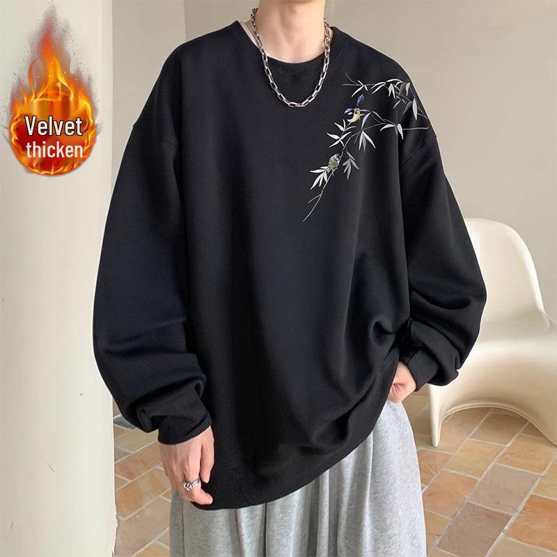 2025 Men s Red Hoodie: New Chinese Style, Heavyweight, Plus Velvet, Trendy National Design for Spring and Autumn. XL