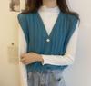 Vest Knitted Short Top Outfit Sleeveless Sweater Cardigan with Camisole for Women
