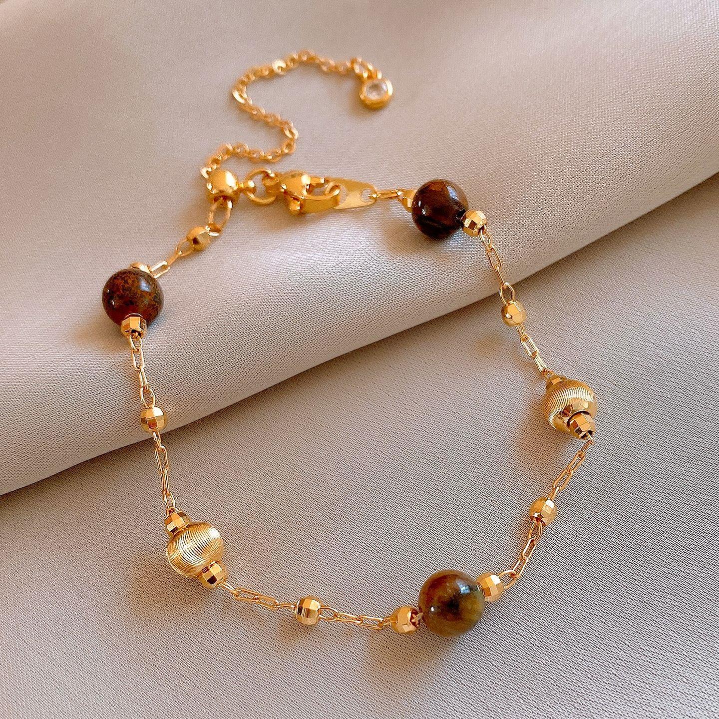 

New Chinese retro geometric tiger s eye stone beaded bracelet bracelet, personalized simple jewelry women