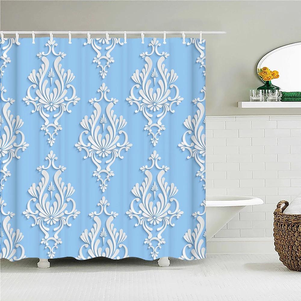 High Quality Washable Fabric Bathroom Curtains 3D Printing Shower Curtain Polyester Bath Screens Home Decoration With 12 Hooks