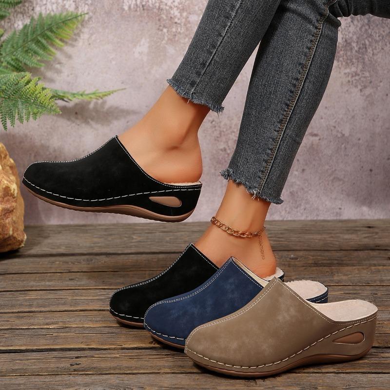 Cotton Shoes - New Autumn-winter Style, Thick Sole, Padded Head, Half Slipper