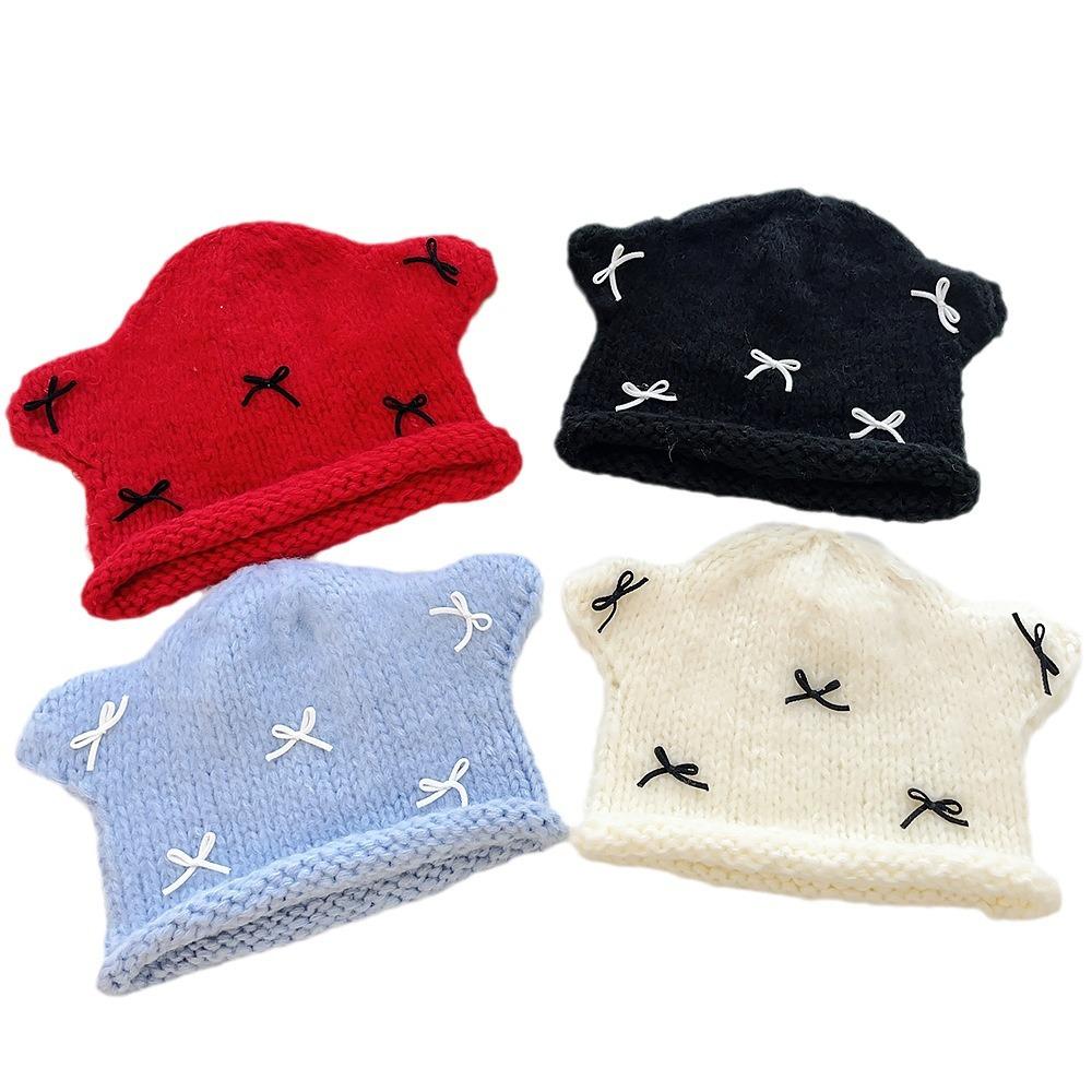 

Plush Ear Protection Hat Bow Woolen Hat Cute Bucket Hats Summer чорний