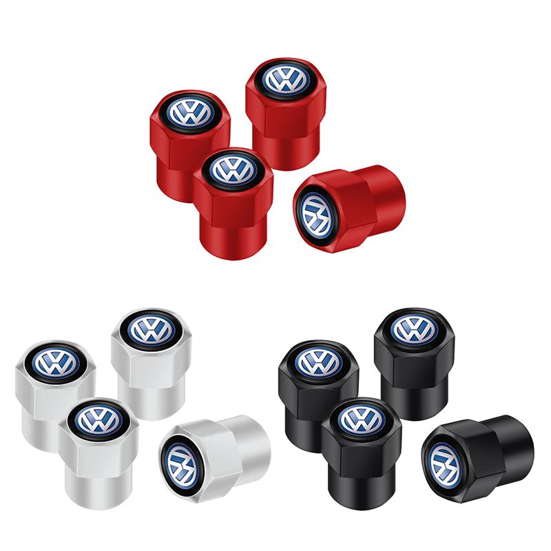 For Volkswagen 4Pcs 3D Styling Car Wheel Tire Valve Caps Stem Cap Accessories For Volkswagen VW Amarok Phaeton R Teramont Tiguan T-Cross Passat EM1