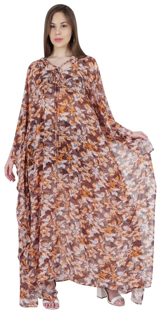 Moomaya Hooded Caftan For Women's Long Printed Bikini Cover Up Summer Turkish