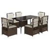 VidaXL Garden Dining Set and Cushions 7 Pcs Brown Rattan 3262975