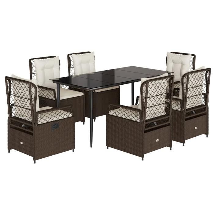 VidaXL Garden Dining Set and Cushions 7 Pcs Brown Rattan 3262975