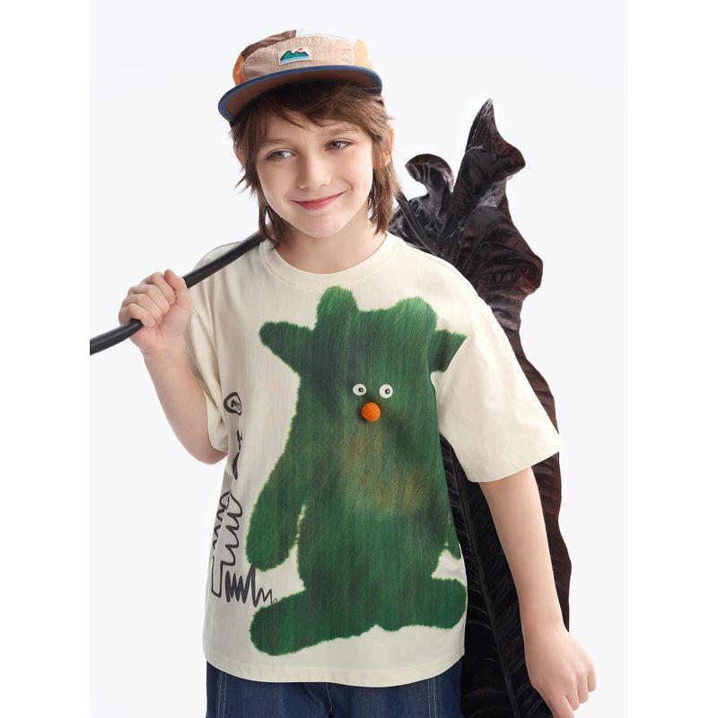 [Monster Series] Mqd Boys' Cartoon Short-Sleeved T-Shirt Summer New Top Kidsren's Bottoming Shirt T-Shirt