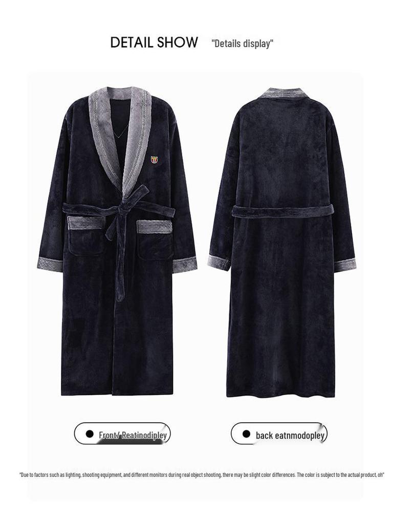 Men's Extra Long Plush Fleece Winter Bathrobe Pajamas