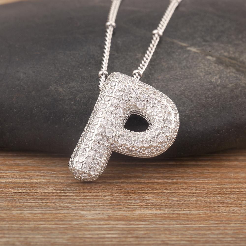 Nidin Vânzare Fierbinte Pavé Cristal Zircon A-Z Litere Colier cu Pandantiv Inițialele Numelor Cuplurilor Alfabet Bijuterii Cadou Fin