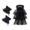 Tiered Ruffled Lace Necktie Collar with Wrist Cuffs Set Victorian Colonial Jabot Set Renaissances Halloween Costume