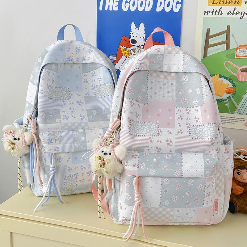 School bag new cute and sweet student backpack cartoon star print middle and high school backpack, Korean style INS casual backpack