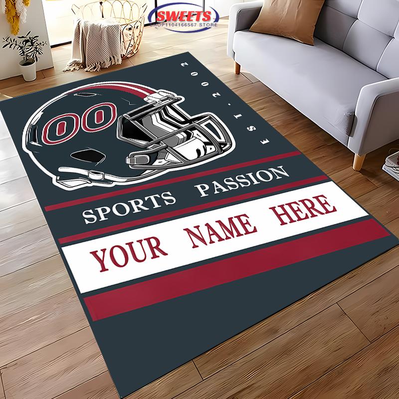

1PC Customized Football Carpet with Your Name and Number, Gift for Football Fans , Home Office Large Size Mat, Rug,Special Gift 40x60cm (16x24in)