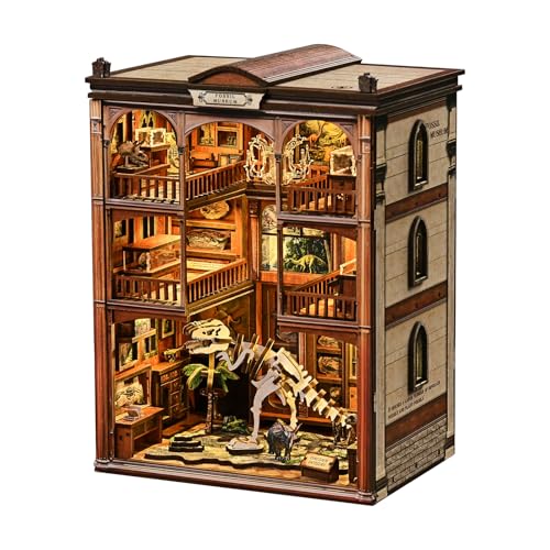 CRESYMME Miniature House Dollhouse Book Nook Kit, Wooden DIY 3D Hobby Handmade (Fossil Museum)