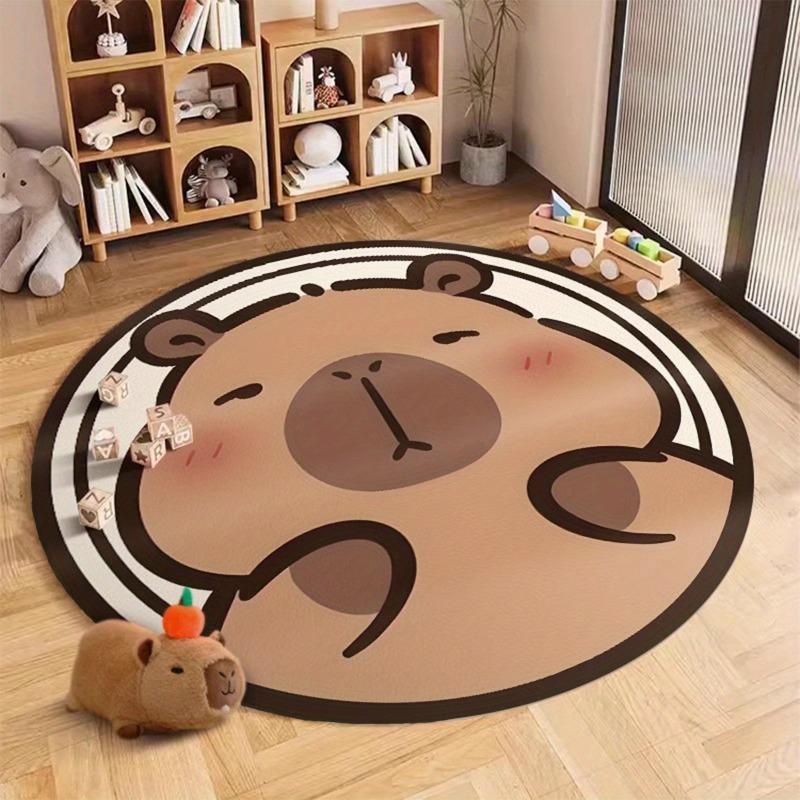 Runder Teppich Geeignet für Wohnzimmer Schlafzimmer und Bettbereiche Niedliches braunes Wasserschwein Wohnzimmer Schlafzimmer Lounges und Eingangsbereiche