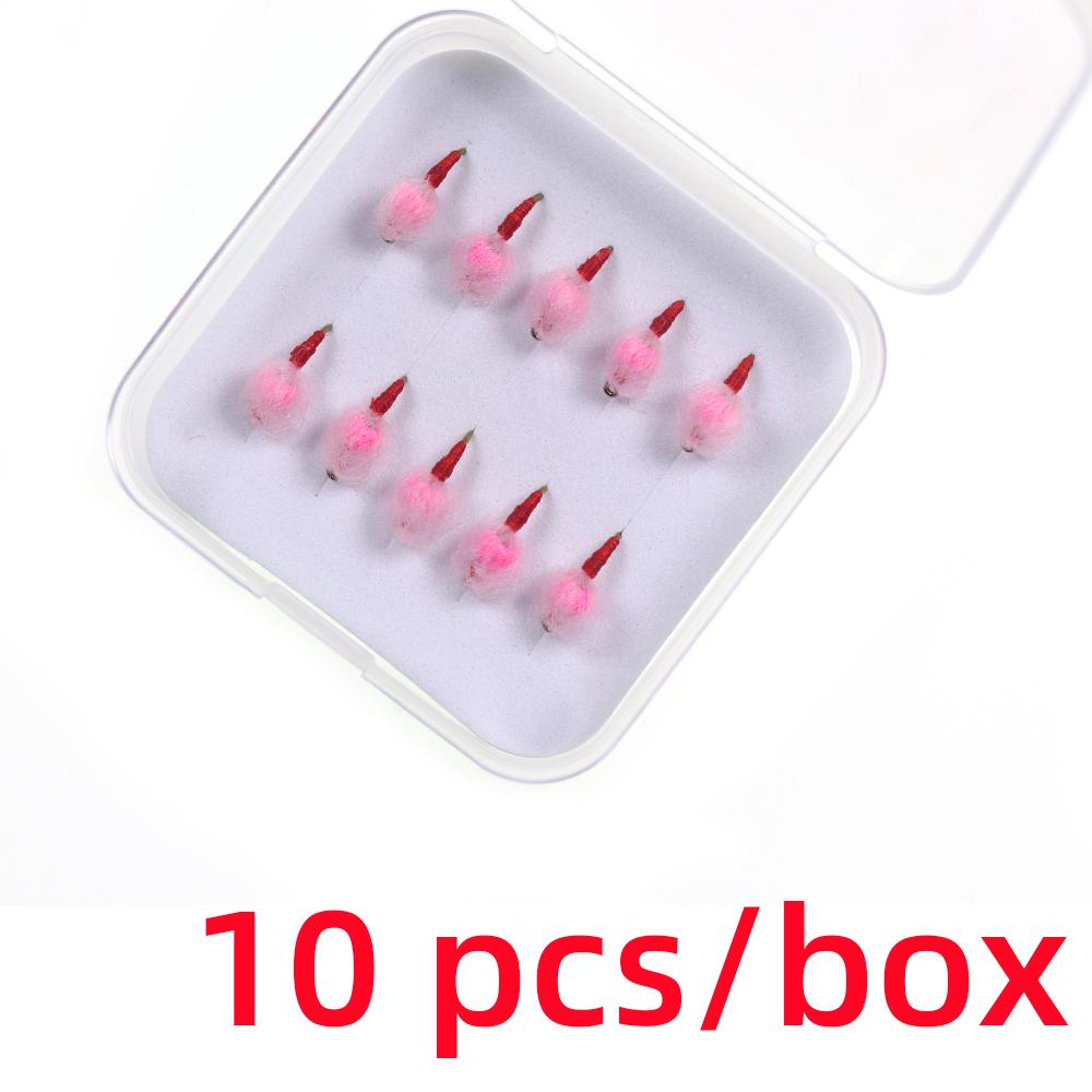 5pcs 10 Pcs/box Translucent Tungsten Bead Core Hard Egg Fly Glo Bug Fly Fishing Flies Lures Size 12#