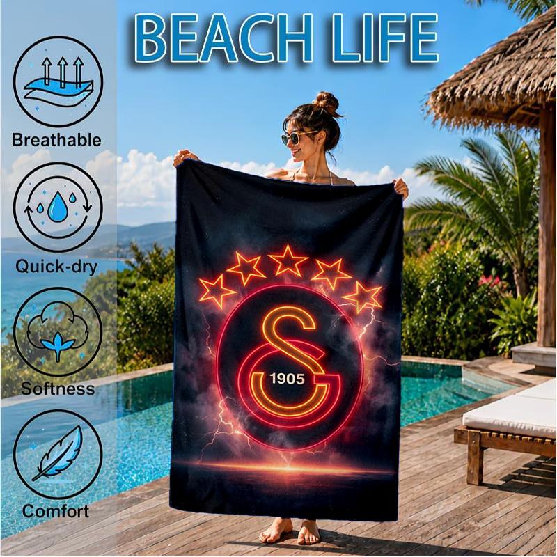 Galatasaray Football Club Crest Beach Towel, Quick-drying, Easy to Care for, Suitable for Both Fitness and Beach Vacations,Sports Essential