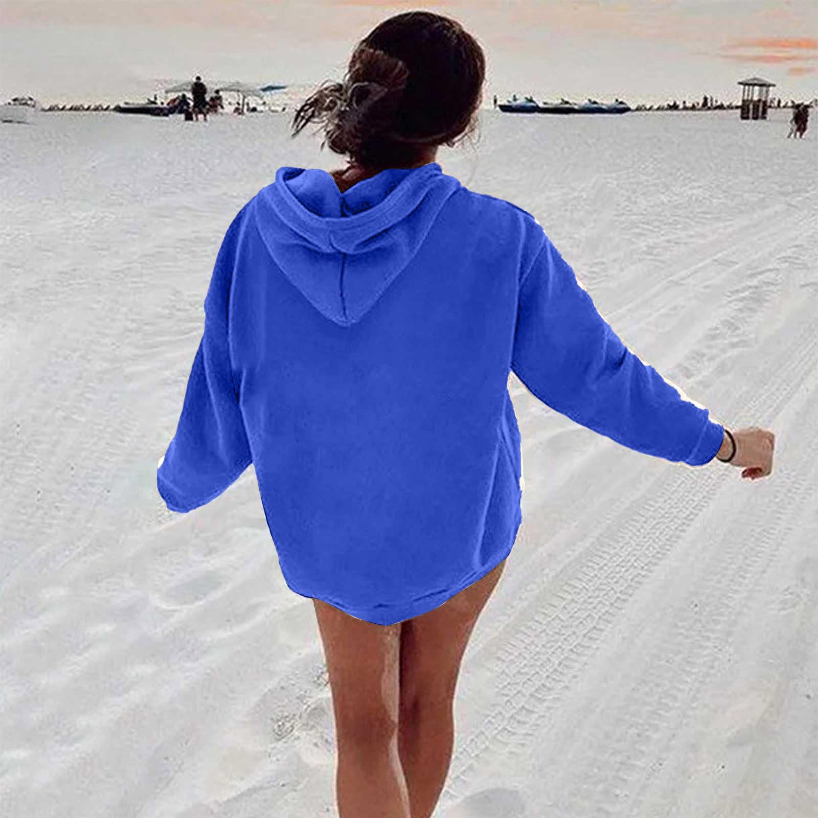 

Женская толстовка с длинными рукавами, свободная, с заниженными плечами, с капюшоном, из плюша XXL синий