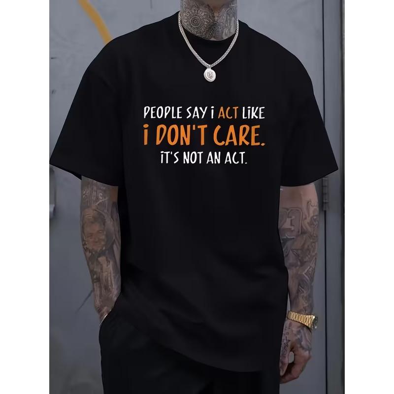 Letter Print T-Shirt, Men S T-Shirt, Casual Short-Sleeve T-Shirt for Summer S