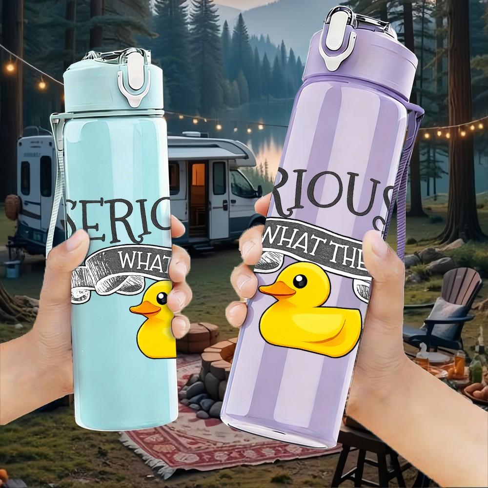 1PC Seriously Duck Funny Slogan Print 750ml Color Plastic Sports Water Bottle Leakproof Flip Straw Lid Suitable for Sports Office Home Use