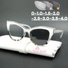 Stylowe fotochromowe okulary dla krótkowzroczności Damskie modne okulary kocie oko zmieniające kolor Okulary blokujące niebieskie światło minus Wzrok Okulary -4.0