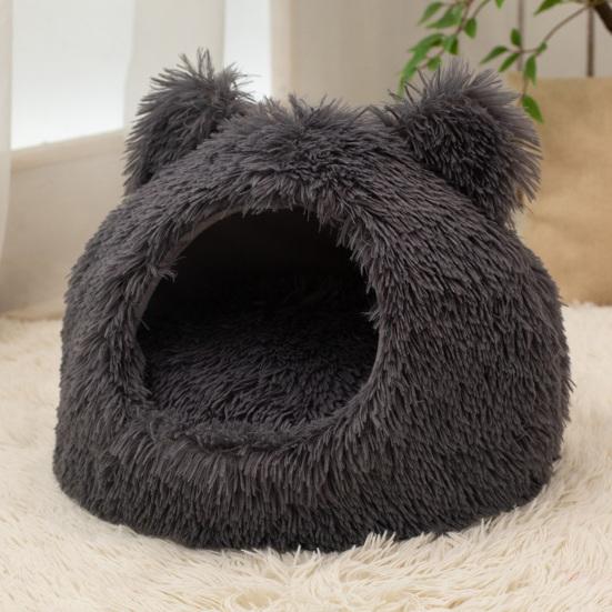 Cozy Burrow Bed for Small Dogs Plush Cat Cave Bed, Warm Enclosed Hideaway, Fluffy Snuggle Sack Pets Tent Indoor Cats Removable Inner Pad Pet House